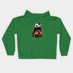 Zen in bloom, panda and flowers Kids Hoodie